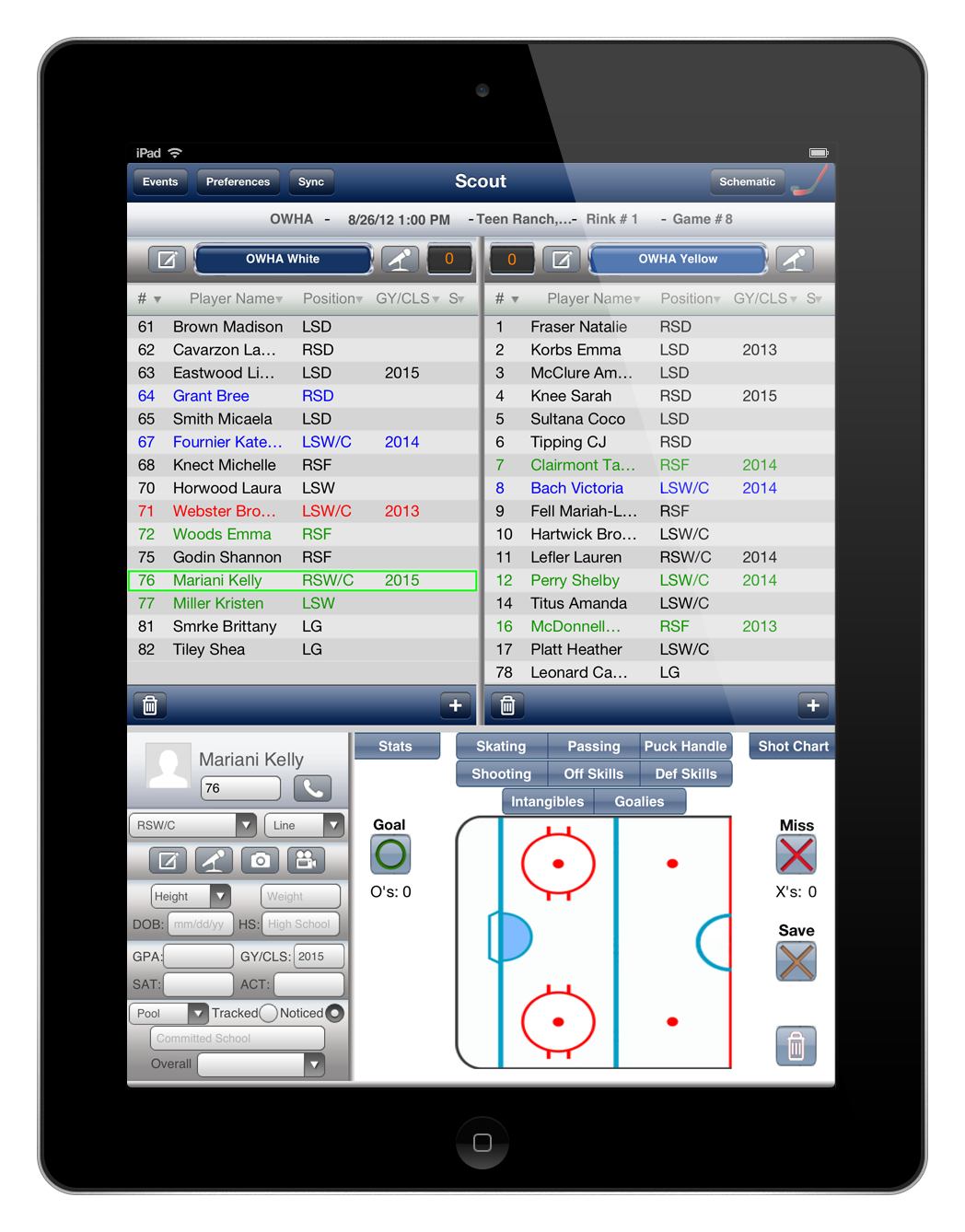 iPad with Hockey Scout screen
